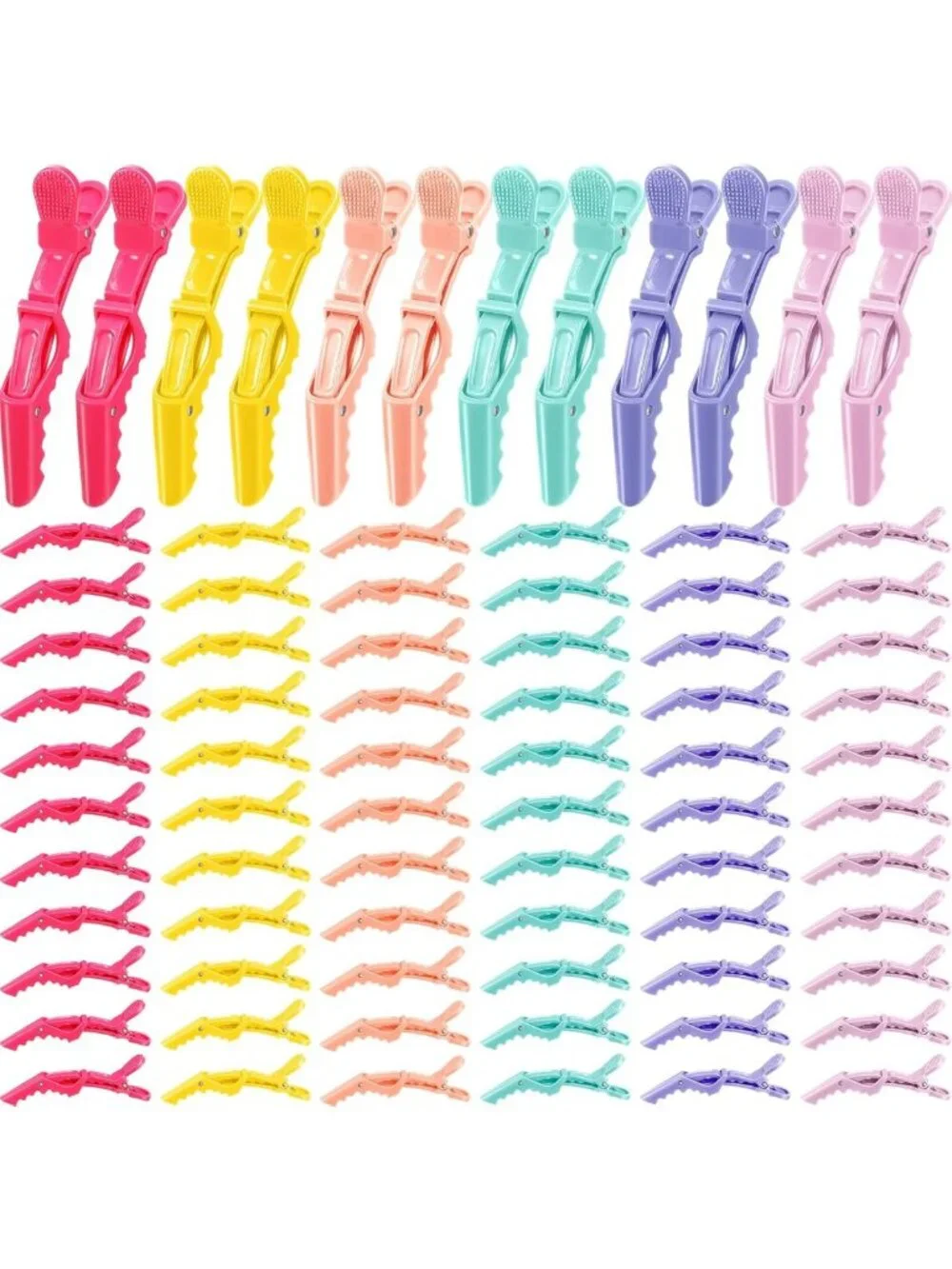 100 Pcs Colorful Non-Slip Alligator Hair Clips for Salon Styling & Braiding